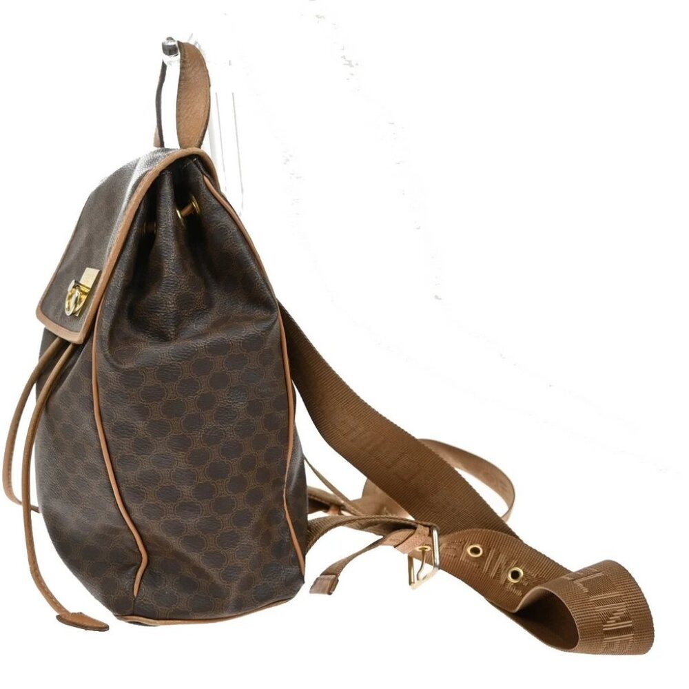 CELINE Logo Macadam Pattern Backpack Bag PVC Leather Brown GHW - Picture 2 of 15